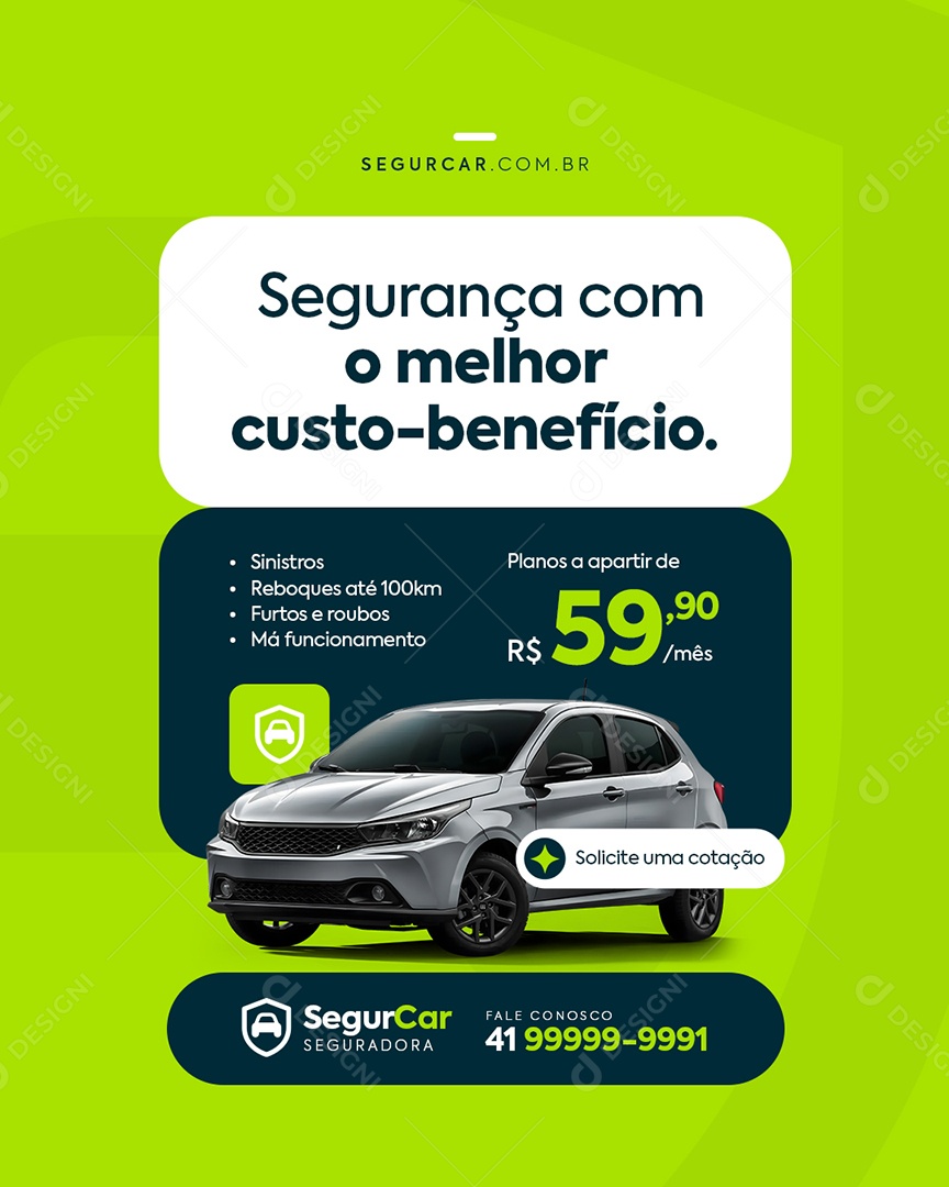 Seguro Segurança com o Melhor Custo Benefício Social Media PSD Editável