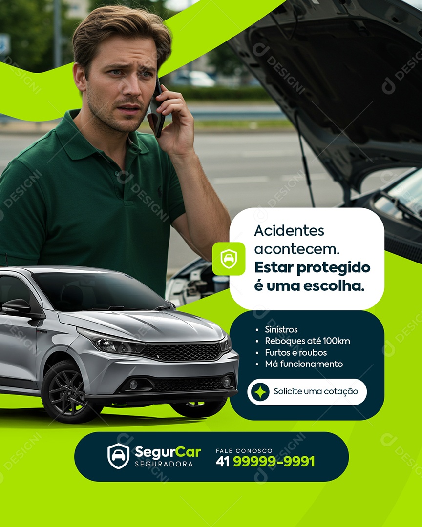 Seguro Acidentes Acontecem Social Media PSD Editável