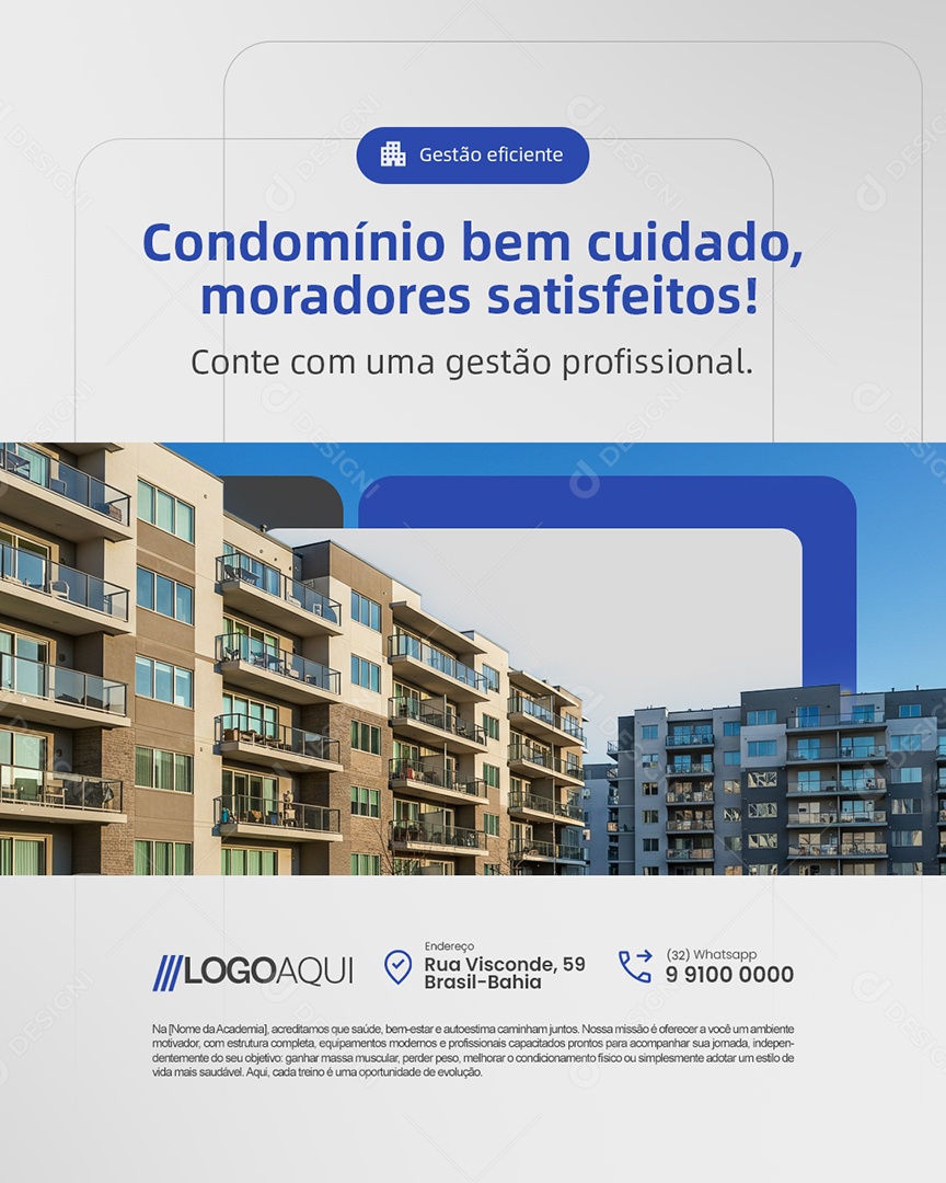 Gestão de Condomínio Bem Cuidado Moradores Satisfeitos Social Media PSD Editável