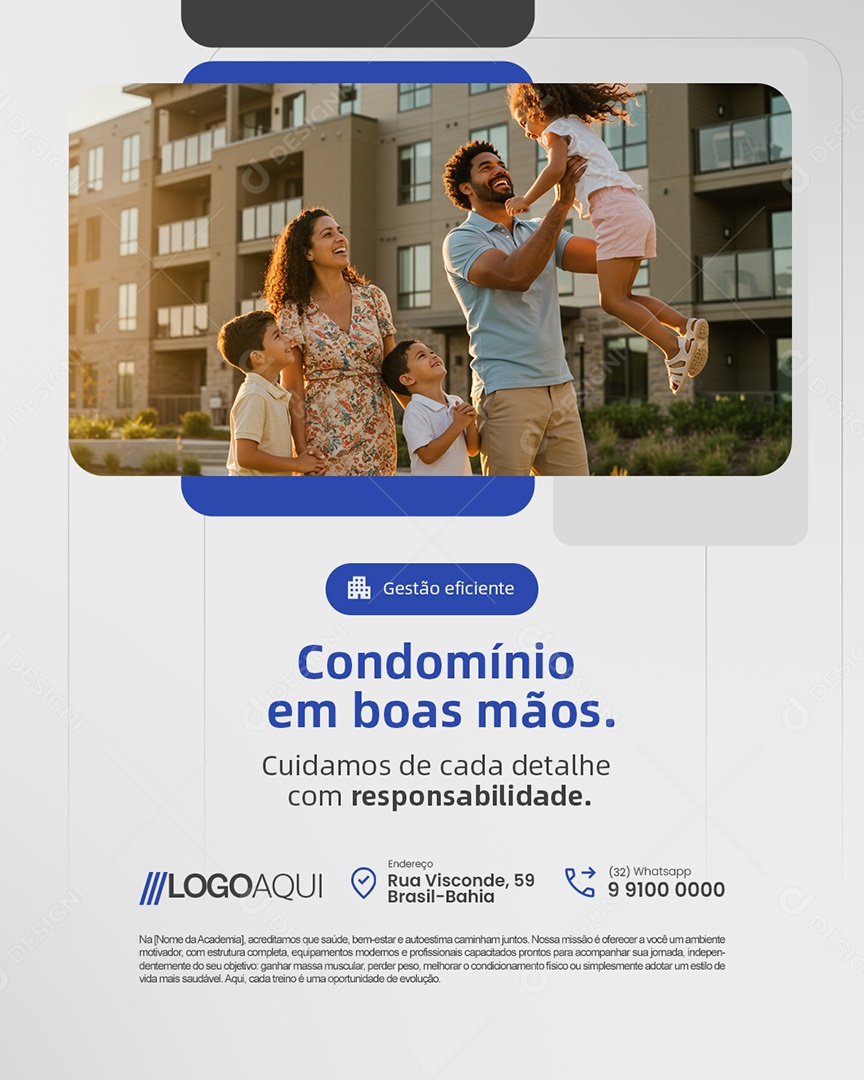 Gestão de Condomínio Cuidamos de Cada Detalhe com Responsabilidade Social Media PSD Editável