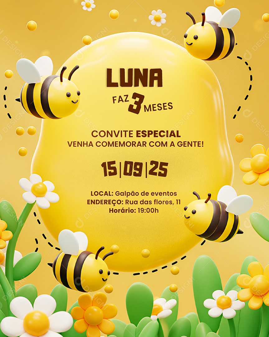 Modelo de Convite de Aniversário Social Media PSD Editável