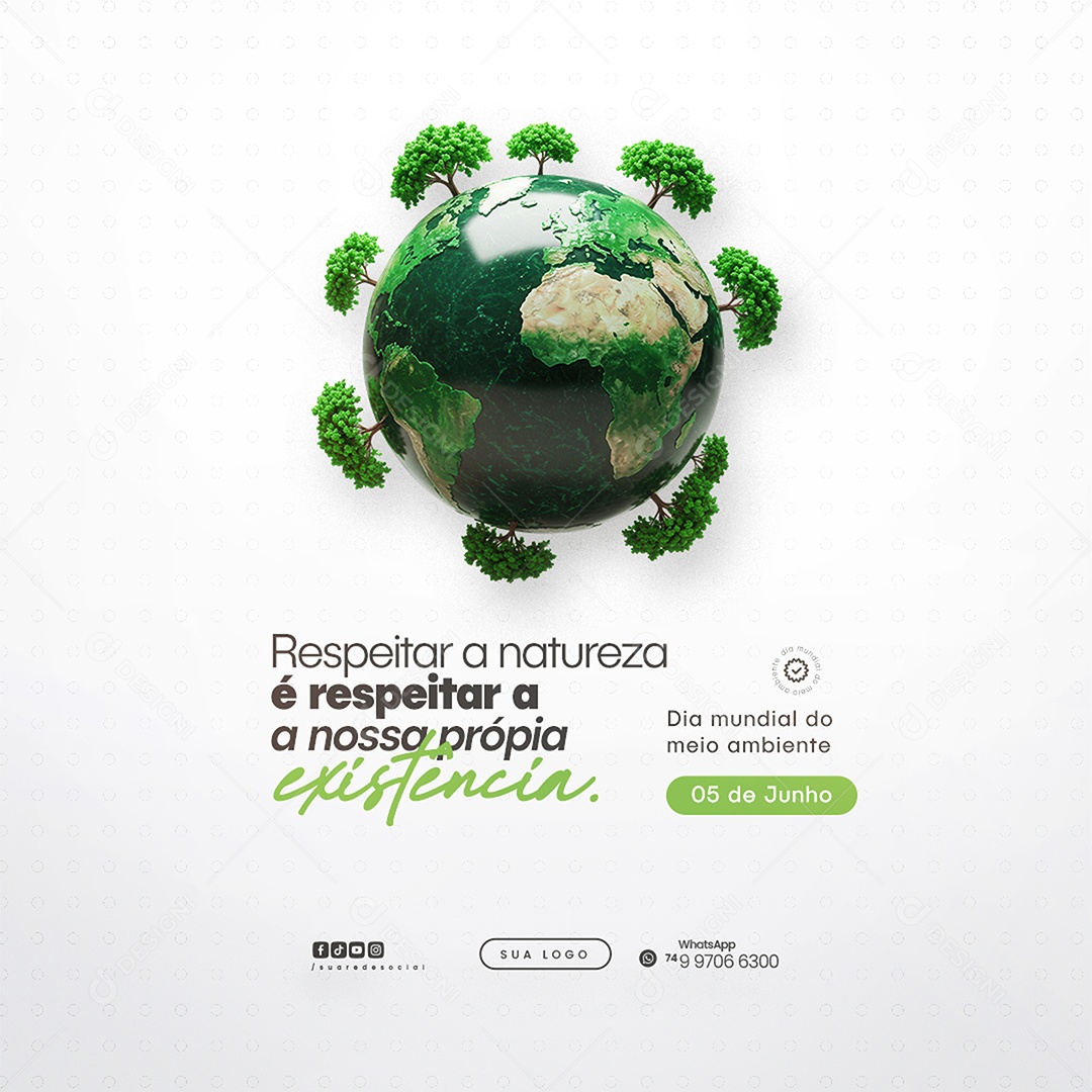 Dia Mundial do Meio Ambiente 05 de Junho É Proteger a Vida Social Media PSD Editável