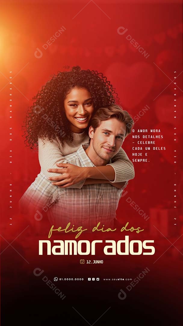 Story Feliz Dia dos Namorados 12 de junho Social Media PSD Editável