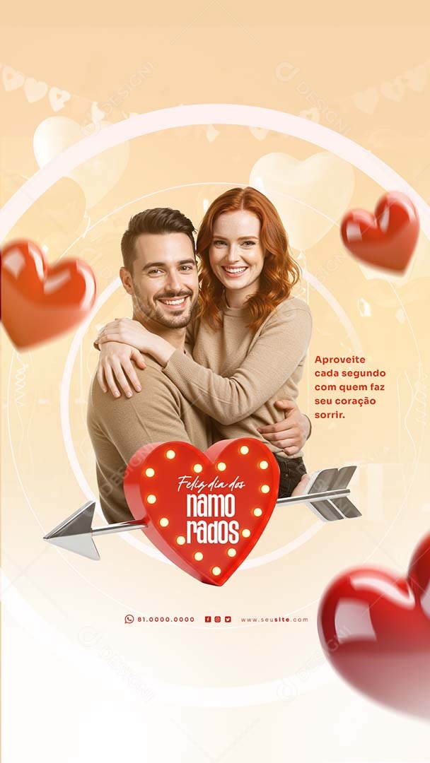 Story Feliz Dia dos Namorados 12 de junho Social Media PSD Editável
