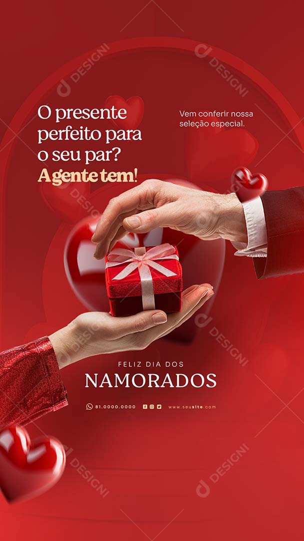 Story Feliz Dia dos Namorados 12 de junho Social Media PSD Editável