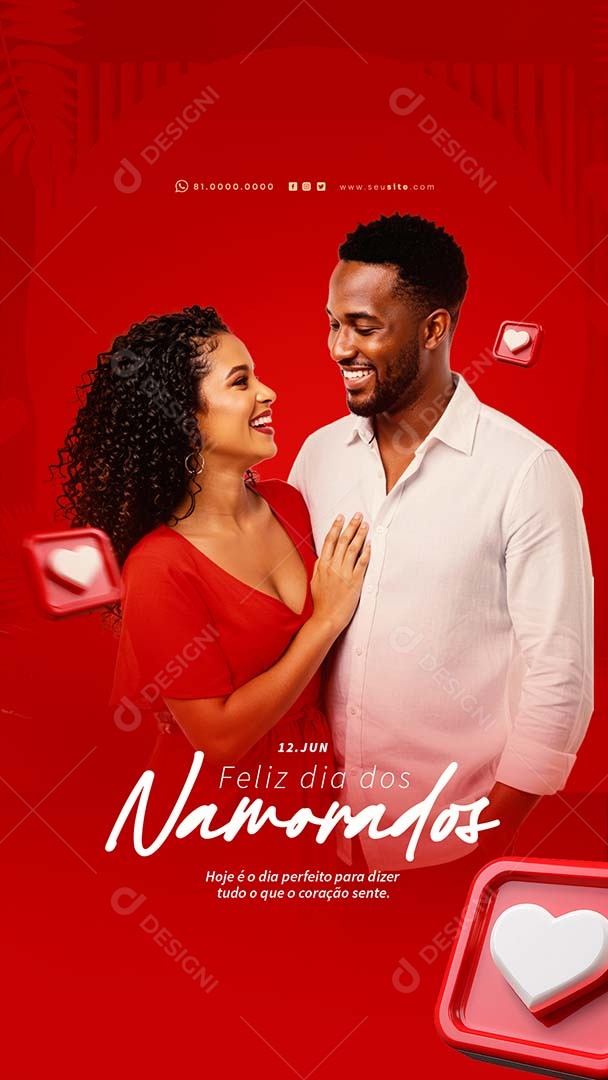 Story Feliz Dia dos Namorados 12 de junho Social Media PSD Editável