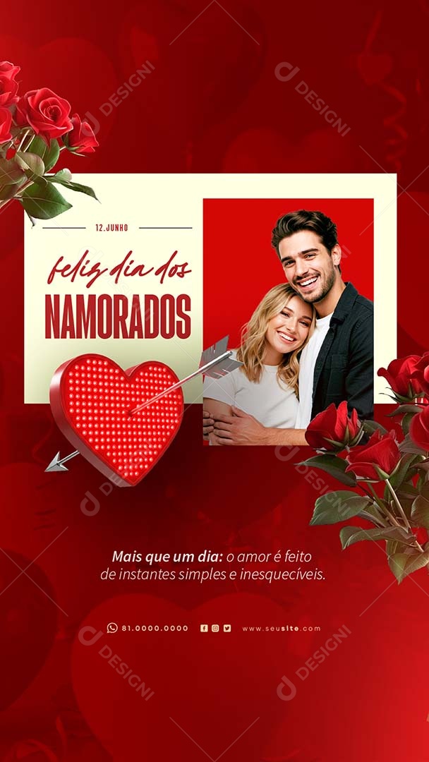 Story Feliz Dia dos Namorados 12 de junho Social Media PSD Editável