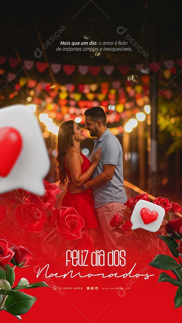 Story Feliz Dia dos Namorados 12 de junho Social Media PSD Editável