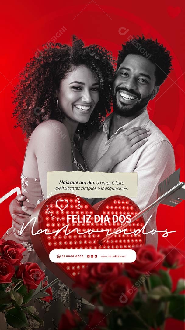Story Feliz Dia dos Namorados 12 de junho Social Media PSD Editável
