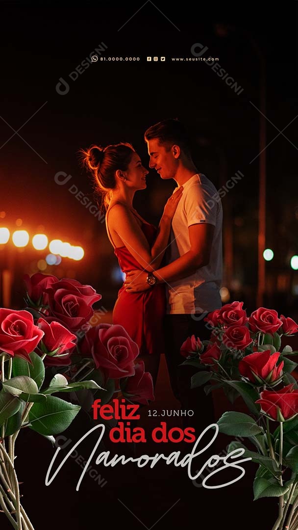 Story Feliz Dia dos Namorados 12 de junho Social Media PSD Editável