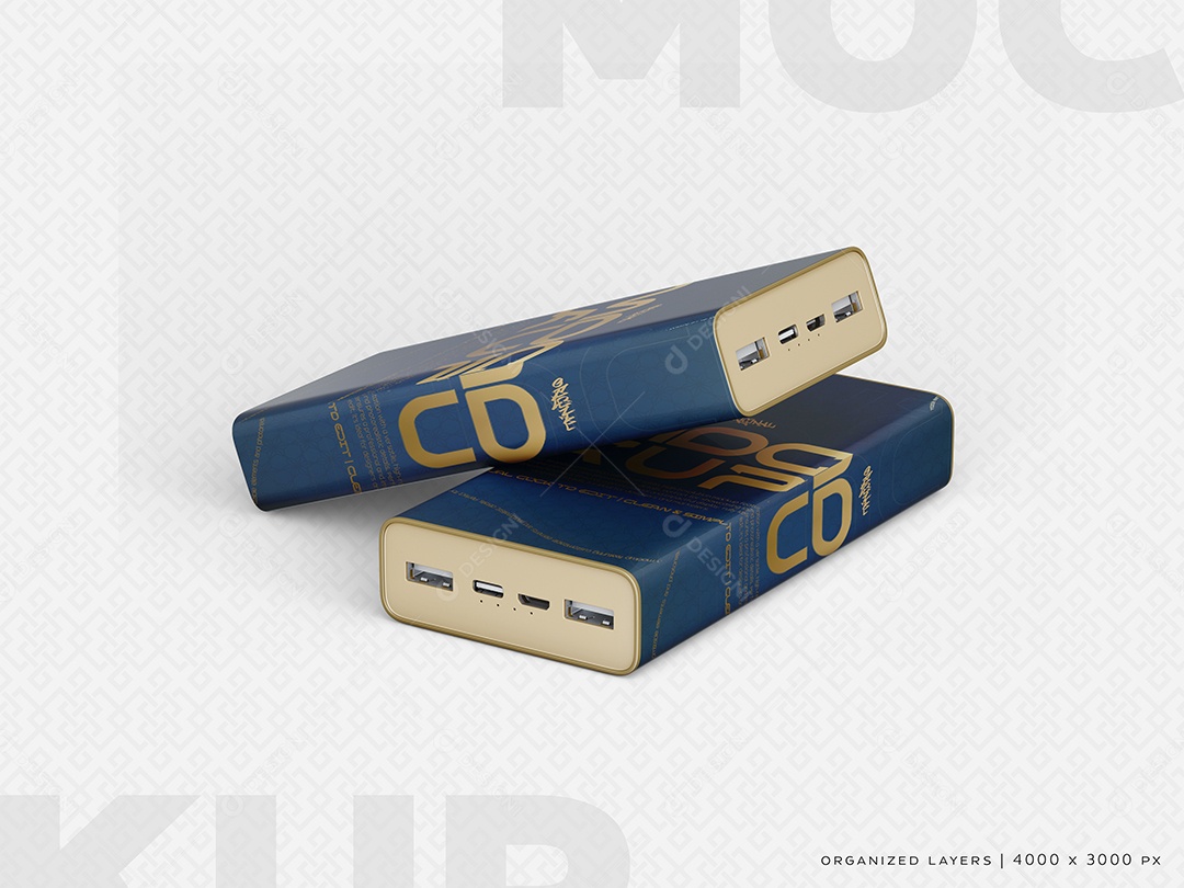 Dois Carregadores Porteís Mockup PSD Editável