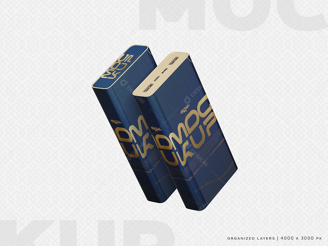 Dois Carregadores Porteís Mockup PSD Editável