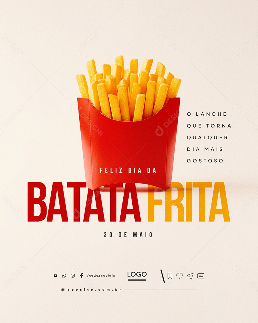 Feliz Dia da Batata Frita 30 de Maio Social Media PSD Editável