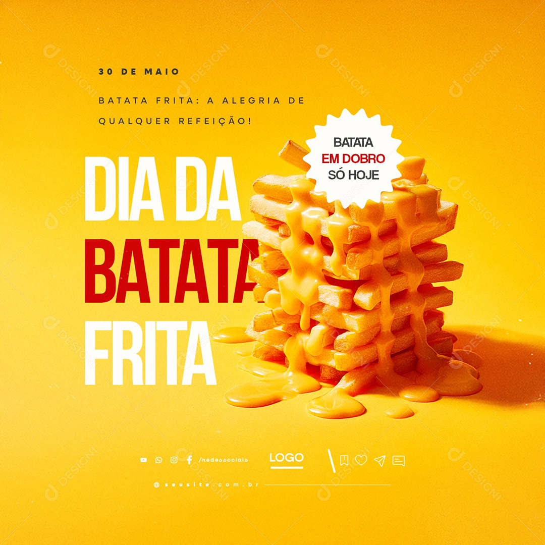 Dia da Batata Frita 30 de Maio Social Media PSD Editável