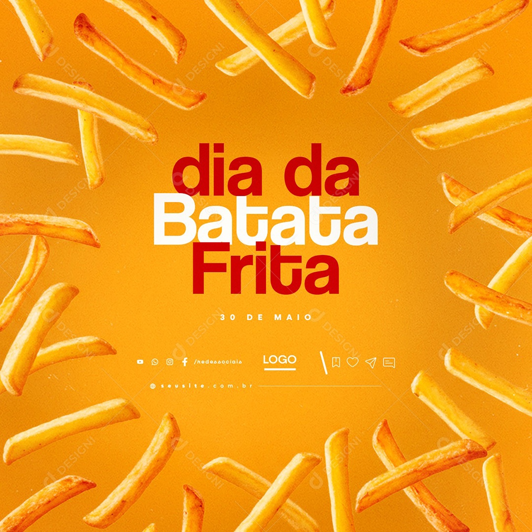 Dia da Batata Frita 30 de Maio Social Media PSD Editável