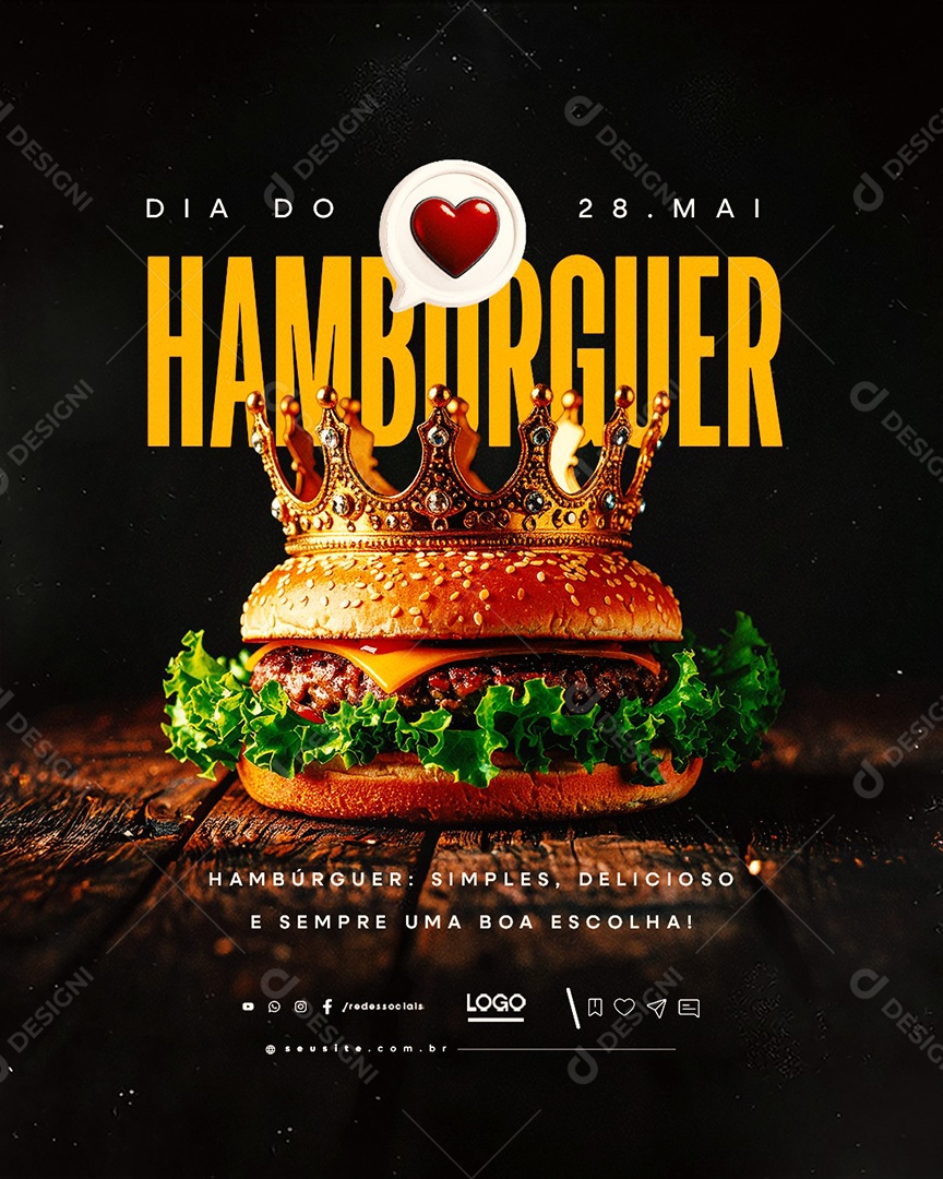 Dia do Hambúrguer 28 de Maio Social Media PSD Editável