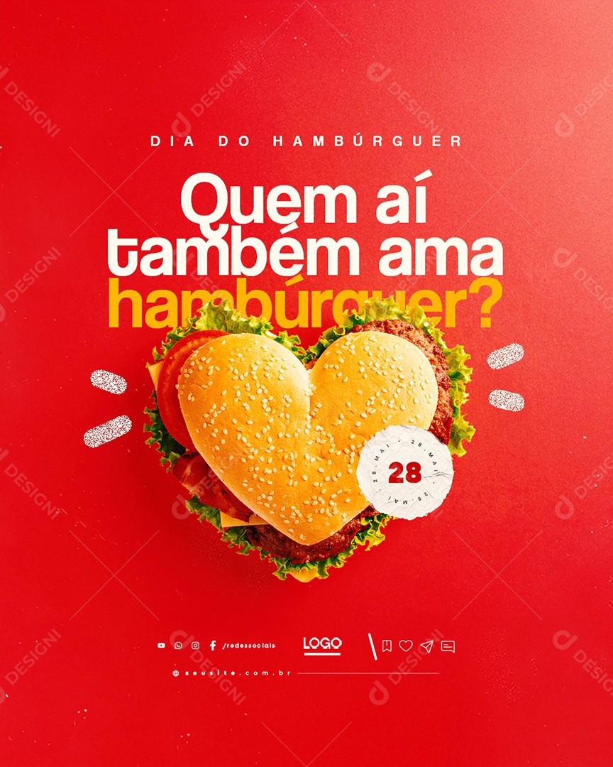 Dia do Hambúrguer 28 de Maio Social Media PSD Editável