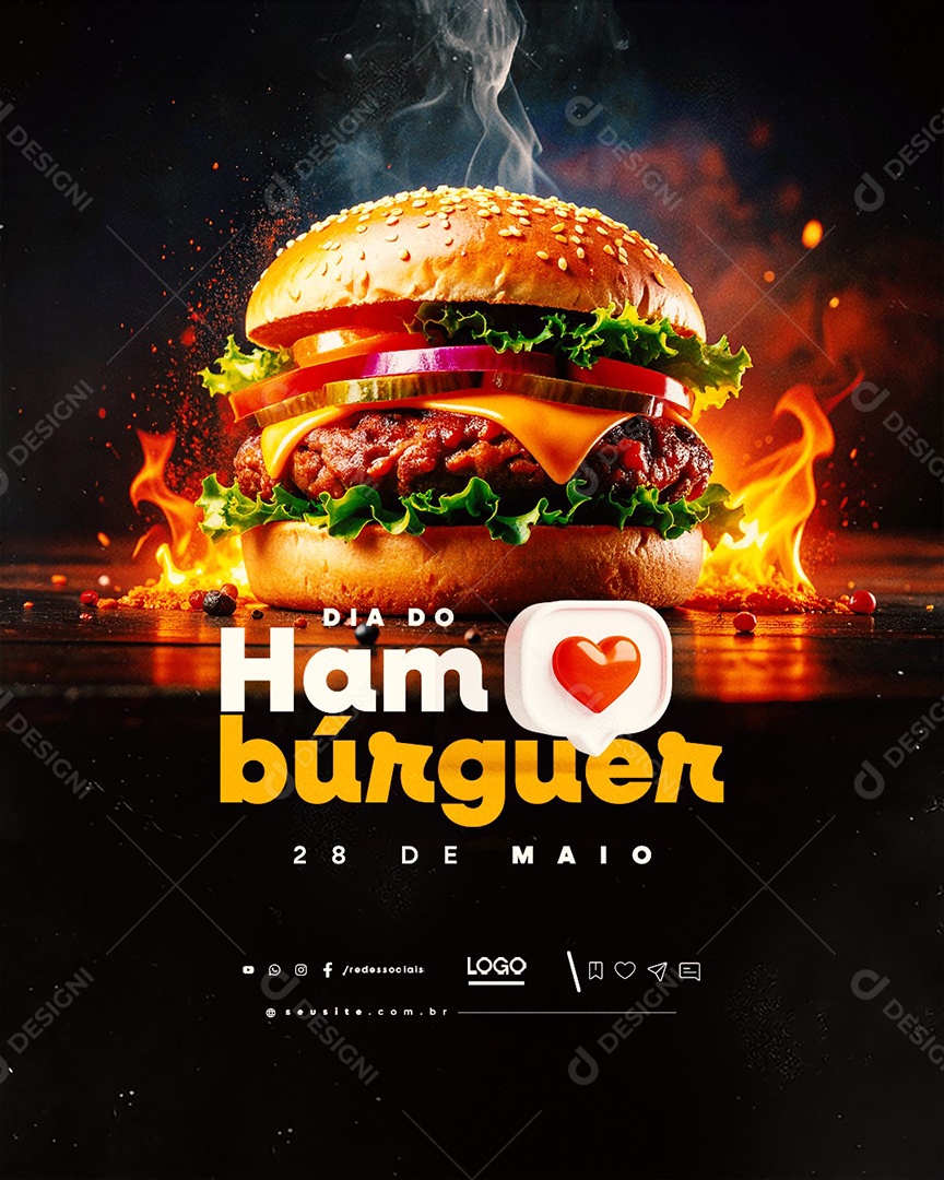 Dia do Hambúrguer 28 de Maio Social Media PSD Editável