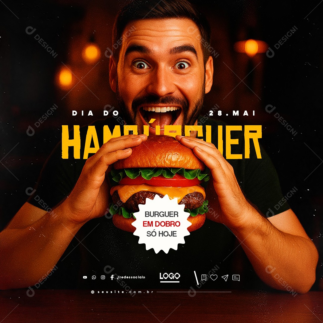 Dia do Hambúrguer 28 de Maio Social Media PSD Editável