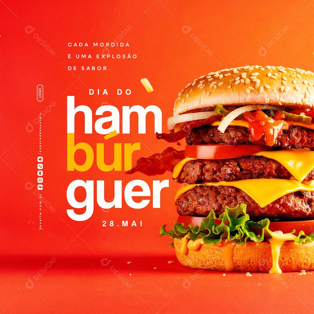 Dia do Hambúrguer 28 de Maio Social Media PSD Editável