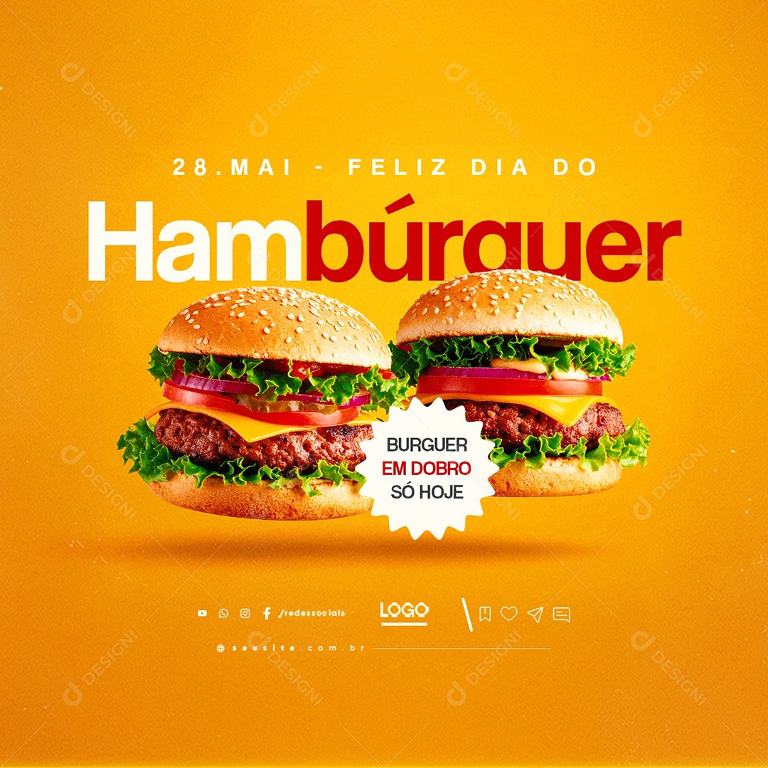 Feliz Dia do Hambúrguer 28 de Maio Social Media PSD Editável