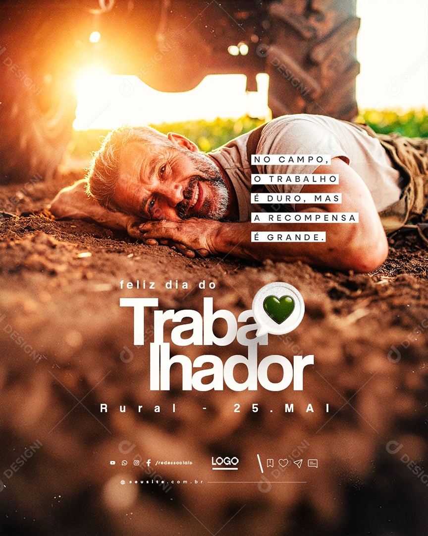 Feliz Dia do Trabalhador Rural 25 de Maio Social Media PSD Editável