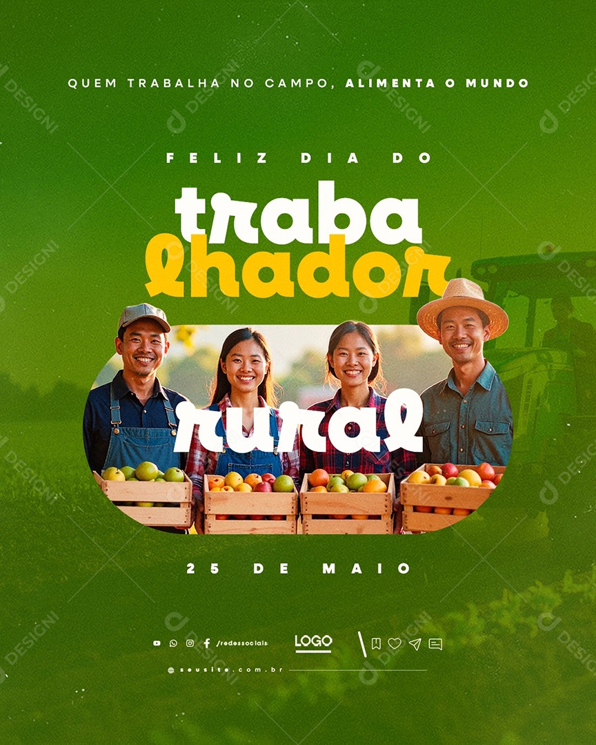 Feliz Dia do Trabalhador Rural 25 de Maio Social Media PSD Editável
