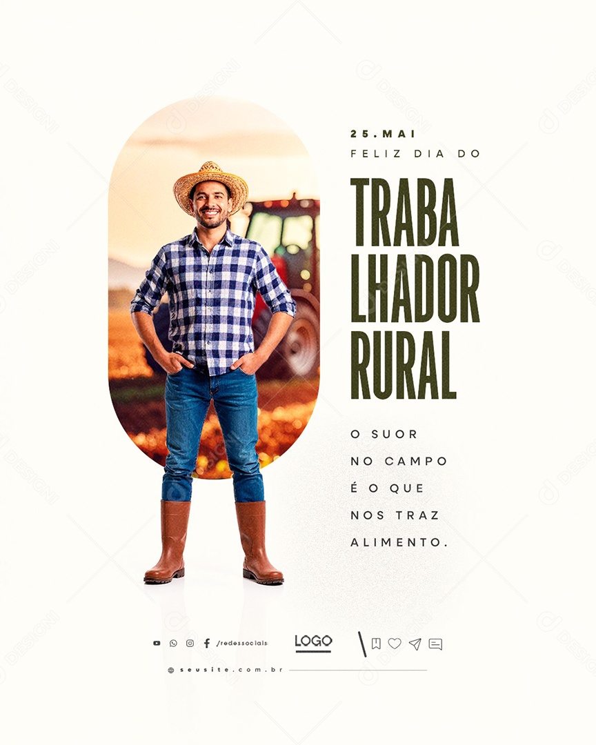 Feliz Dia do Trabalhador Rural 25 de Maio Social Media PSD Editável