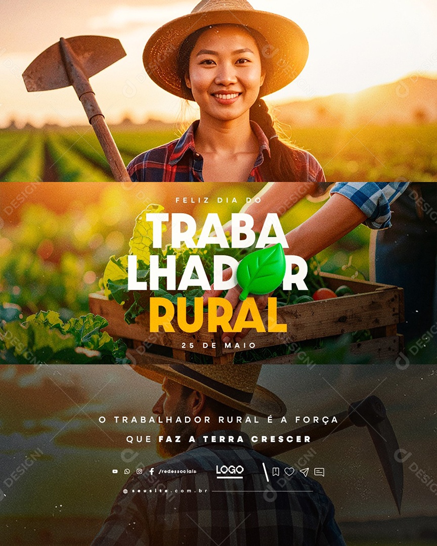 Feliz Dia do Trabalhador Rural 25 de Maio Social Media PSD Editável