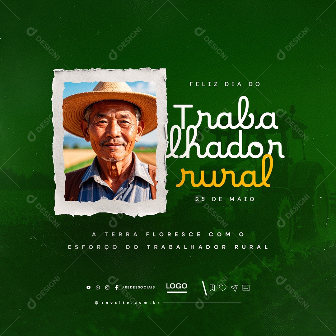 Feliz Dia do Trabalhador Rural 25 de Maio Social Media PSD Editável