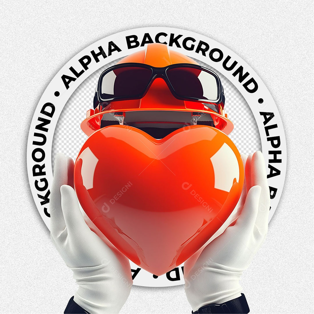 Elemento 3D Mãos com Luva Segurando um Coração Para Composição PSD