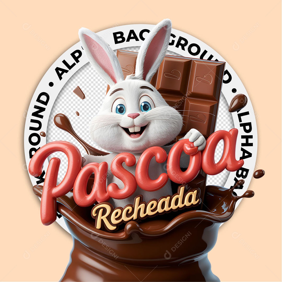 Selo 3D Páscoa Recheada Para Composição PSD