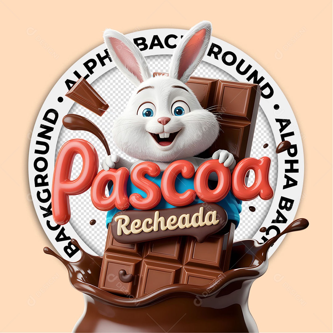 Selo 3D Páscoa Recheada Para Composição PSD