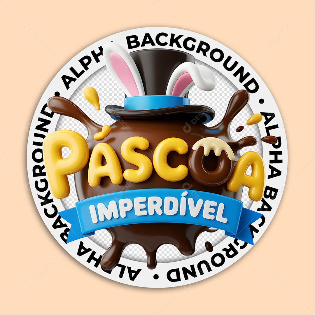 Selo 3D Páscoa Imperdível Para Composição PSD