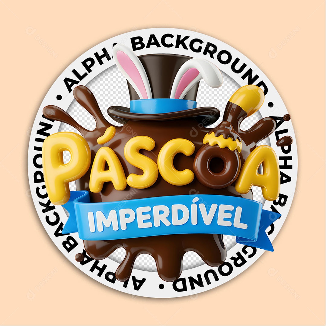 Selo 3D Páscoa Imperdível Para Composição PSD