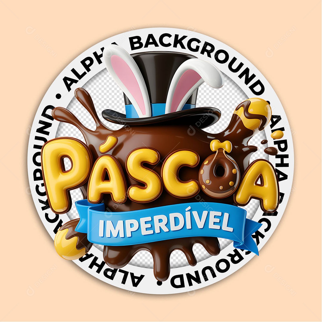Selo 3D Páscoa Imperdível Para Composição PSD