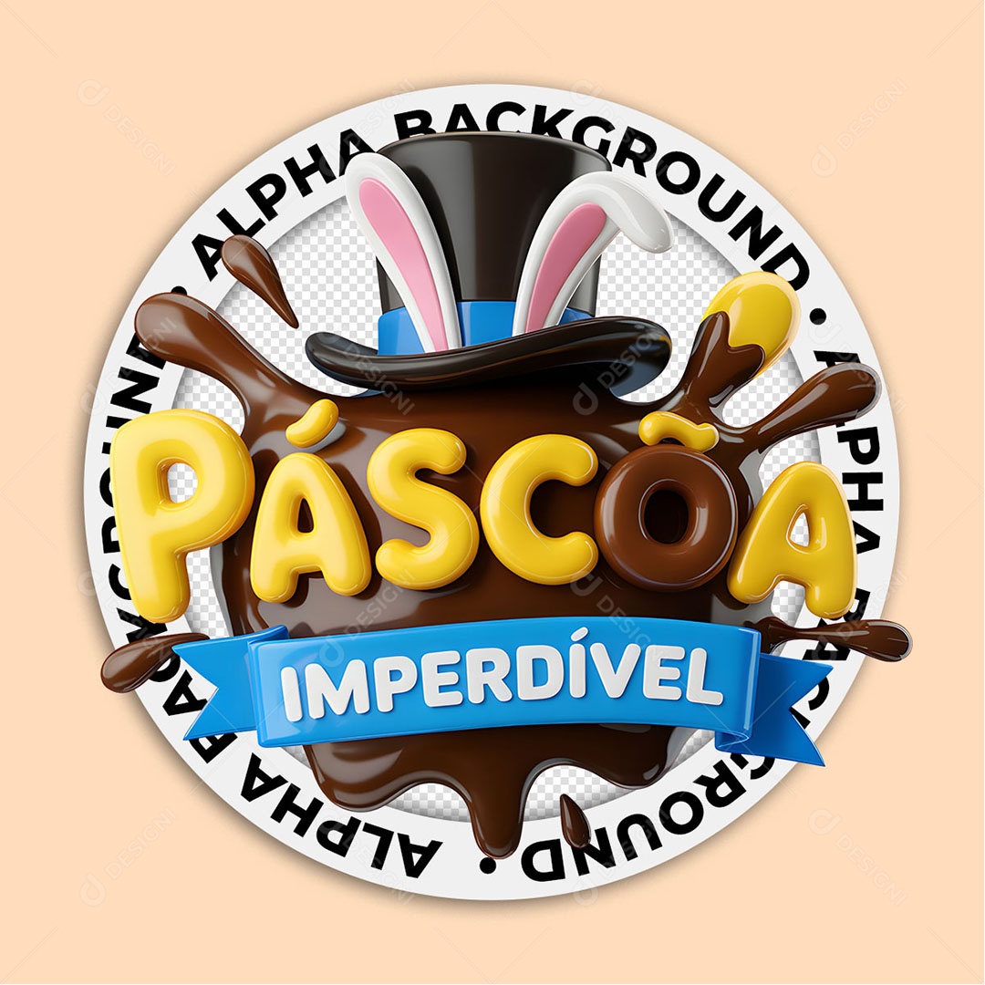 Selo 3D Páscoa Imperdível Para Composição PSD