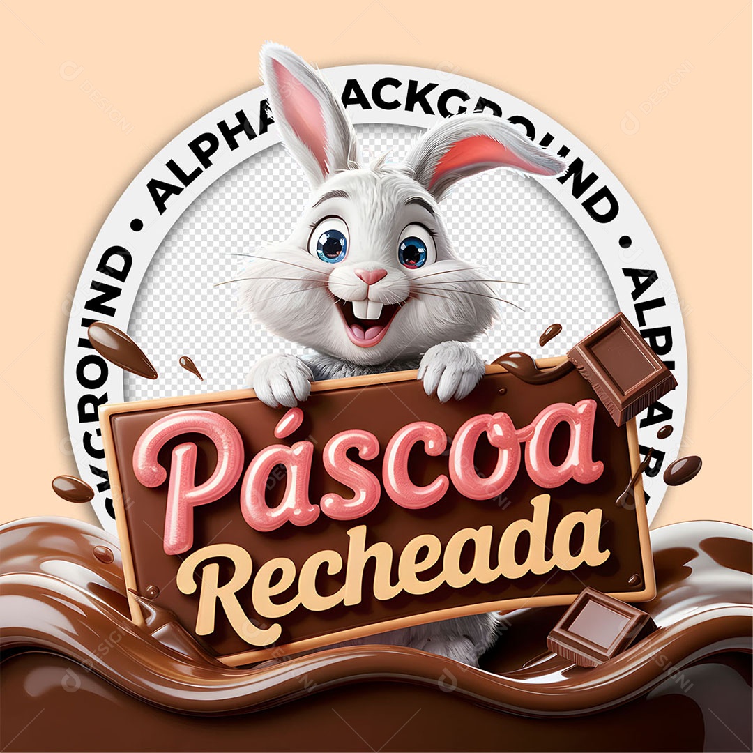 Selo 3D Páscoa Recheada Para Composição PSD