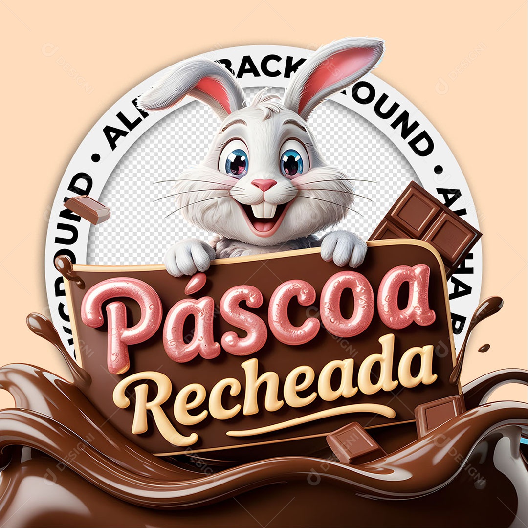 Selo 3D Páscoa Recheada Para Composição PSD