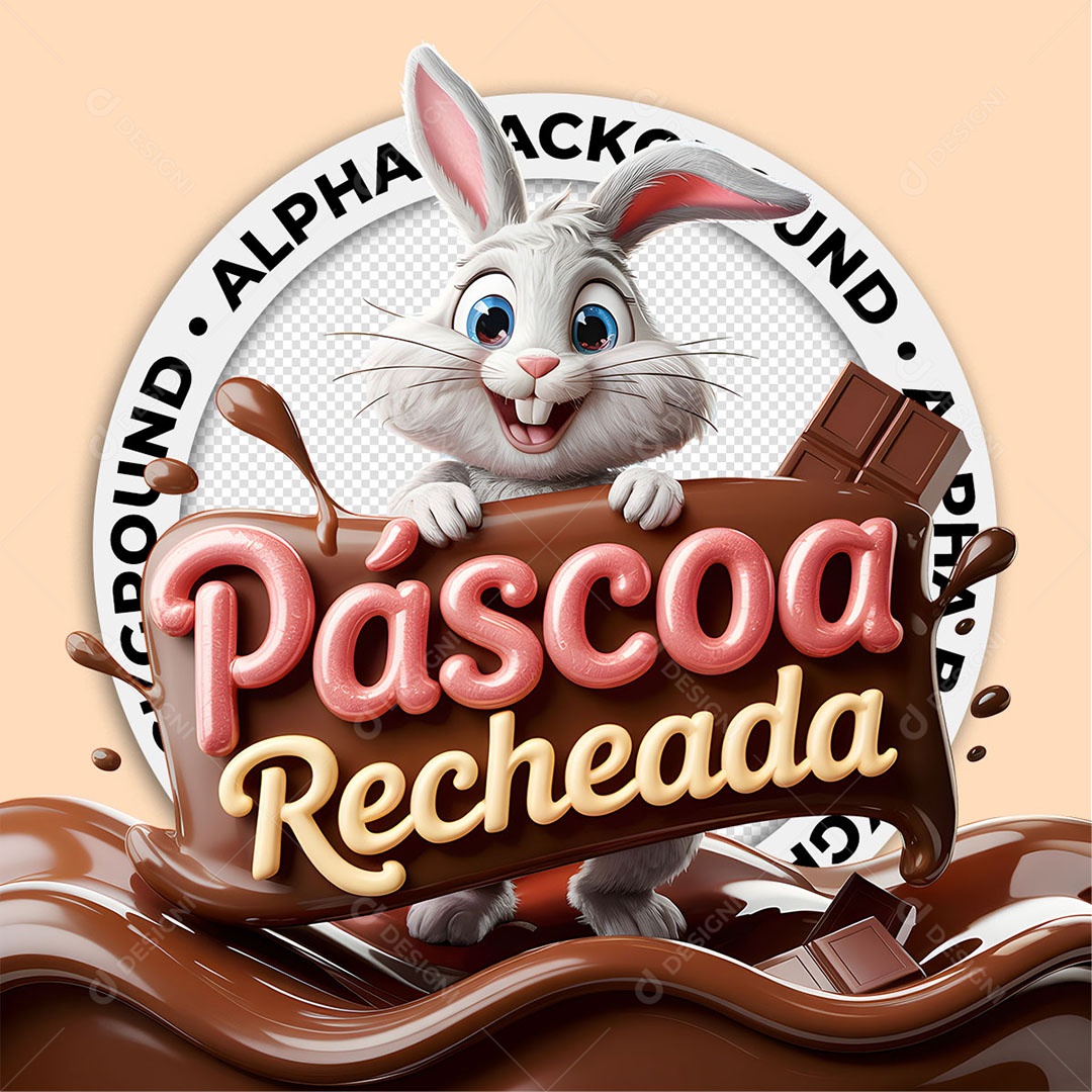 Selo 3D Páscoa Recheada Para Composição PSD