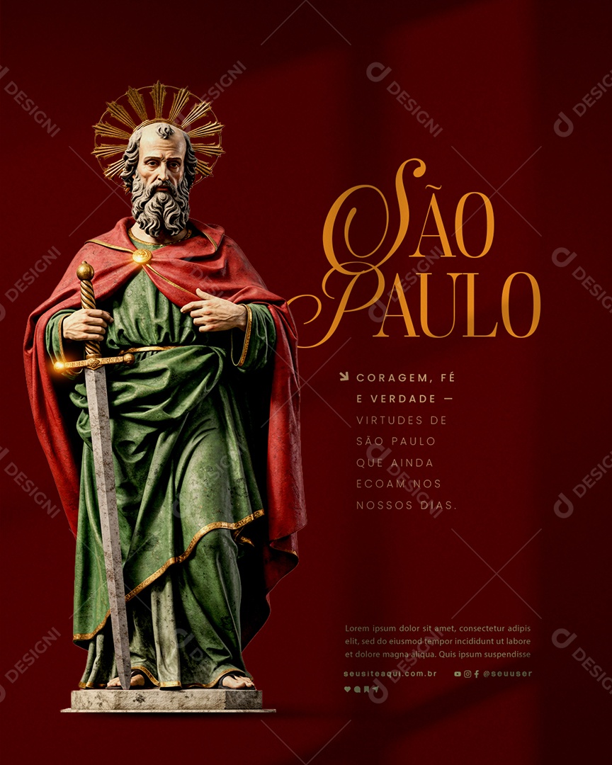 Dia de São Paulo 29 De Junho Social Media PSD Editável