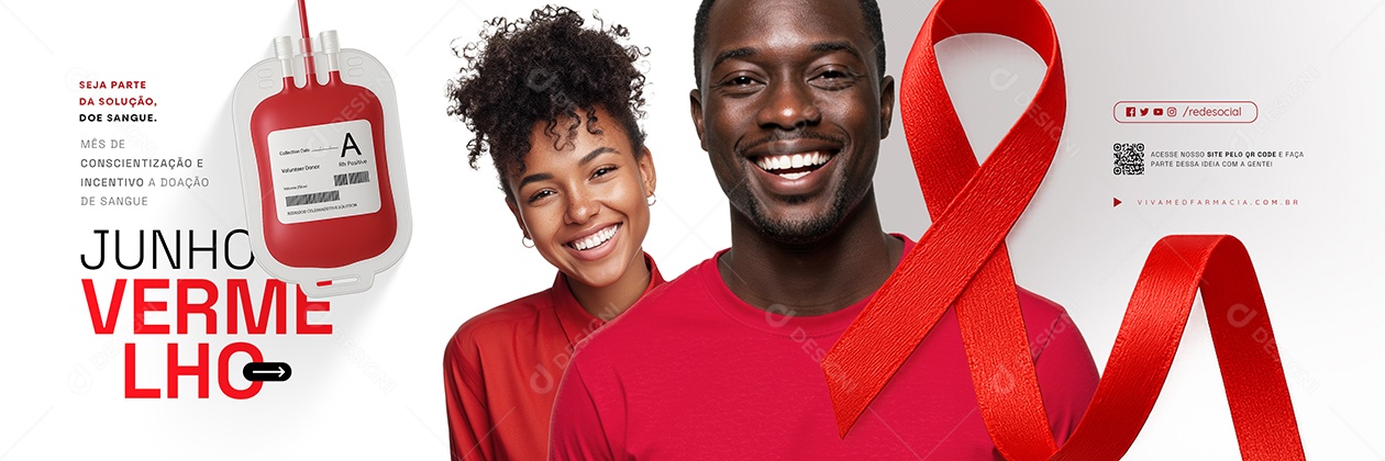 Carrossel Junho Vermelho Mês de Conscientização e Incetivo a Doação de Sangue Social Media PSD Editável