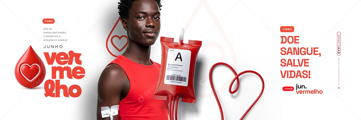 Carrossel Junho Vermelho Mês de Conscientização e Incetivo a Doação de Sangue Social Media PSD Editável