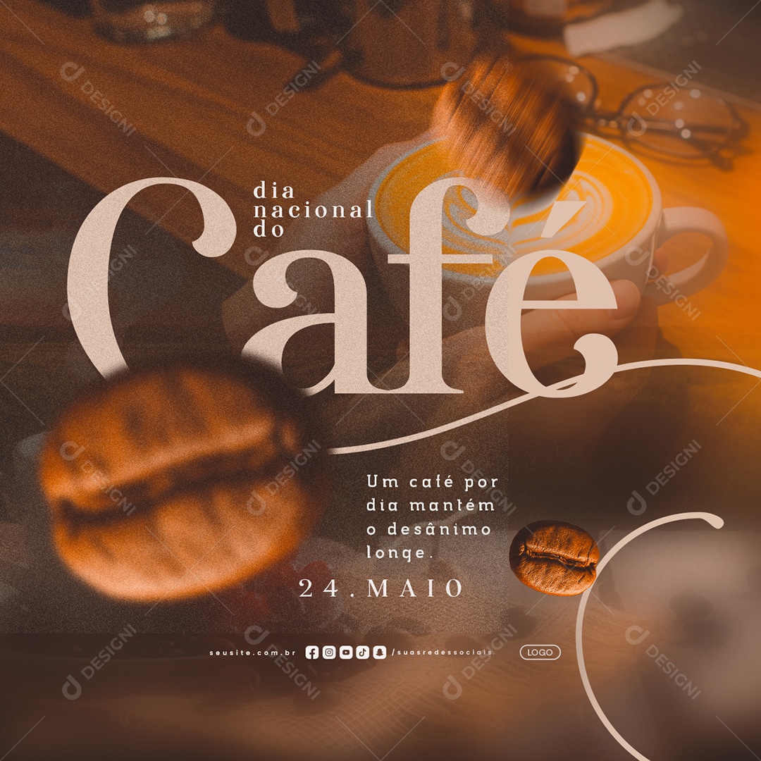 Dia Nacional do Café 24 de Maio Social Media PSD Editável