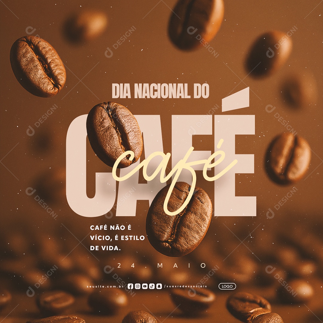Dia Nacional do Café 24 de Maio Social Media PSD Editável