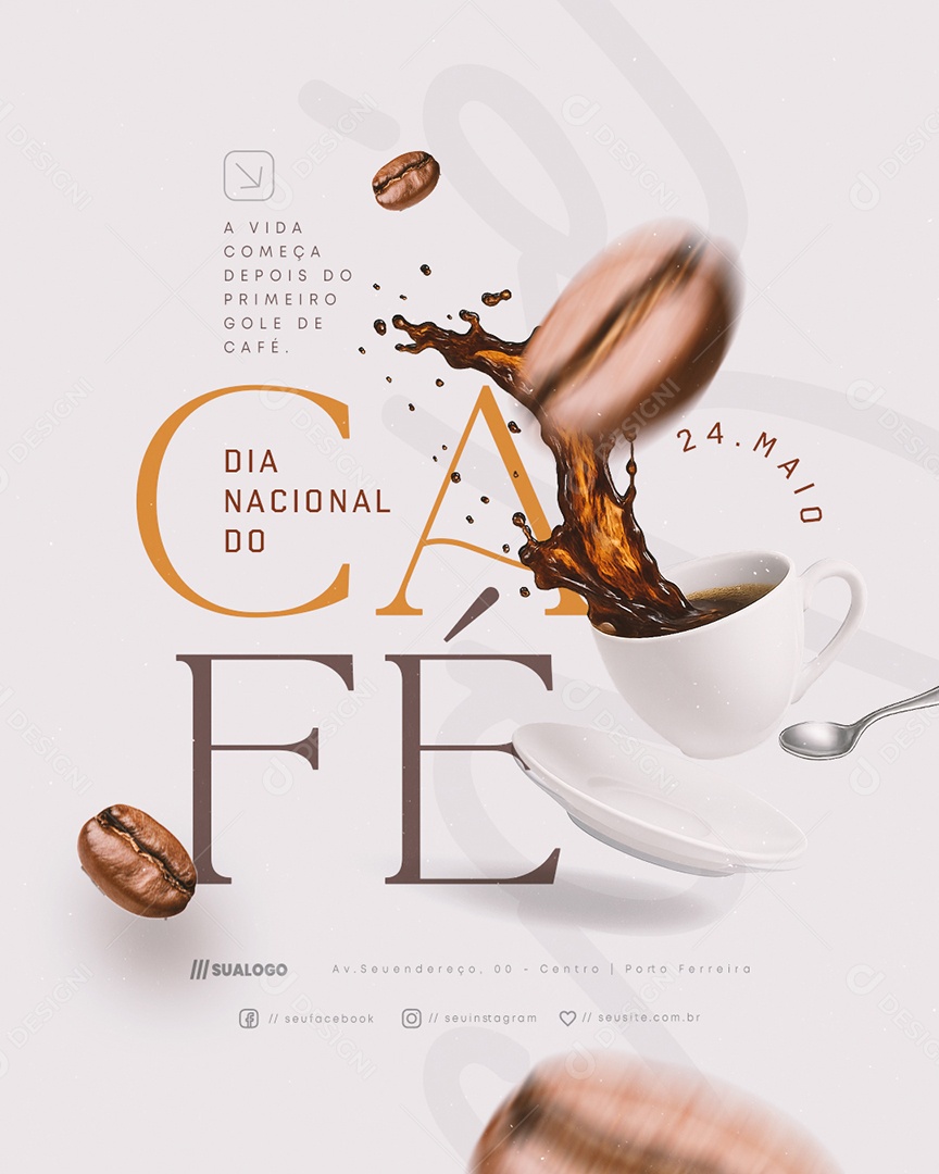 Dia Nacional do Café 24 de Maio Social Media PSD Editável