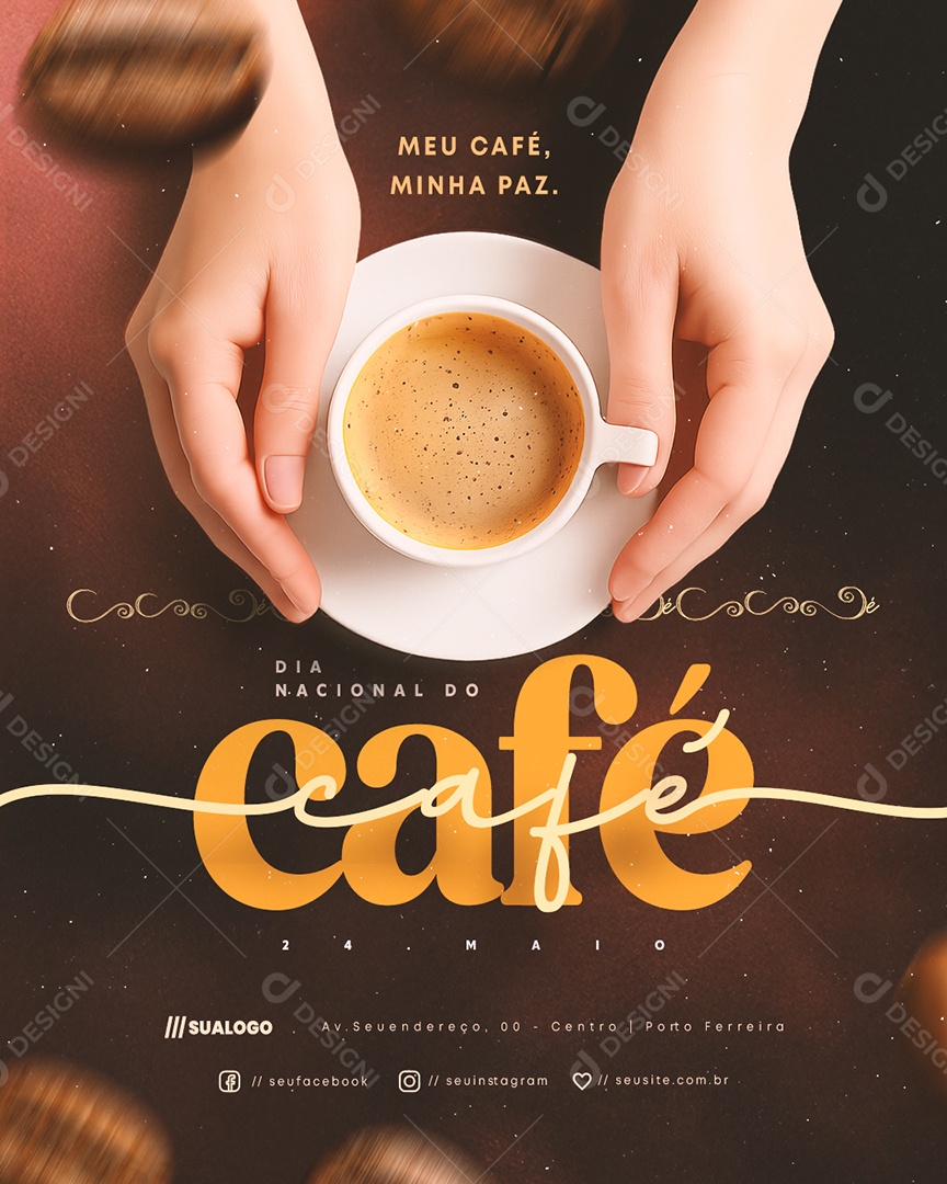 Dia Nacional do Café 24 de Maio Social Media PSD Editável