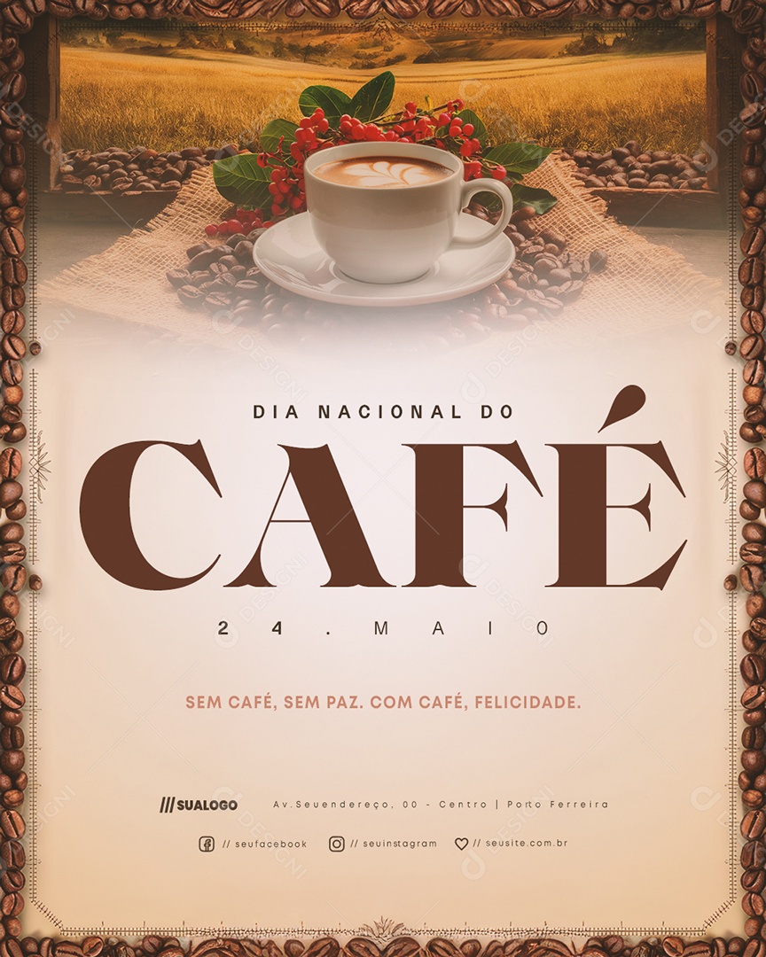 Dia Nacional do Café 24 de Maio Social Media PSD Editável