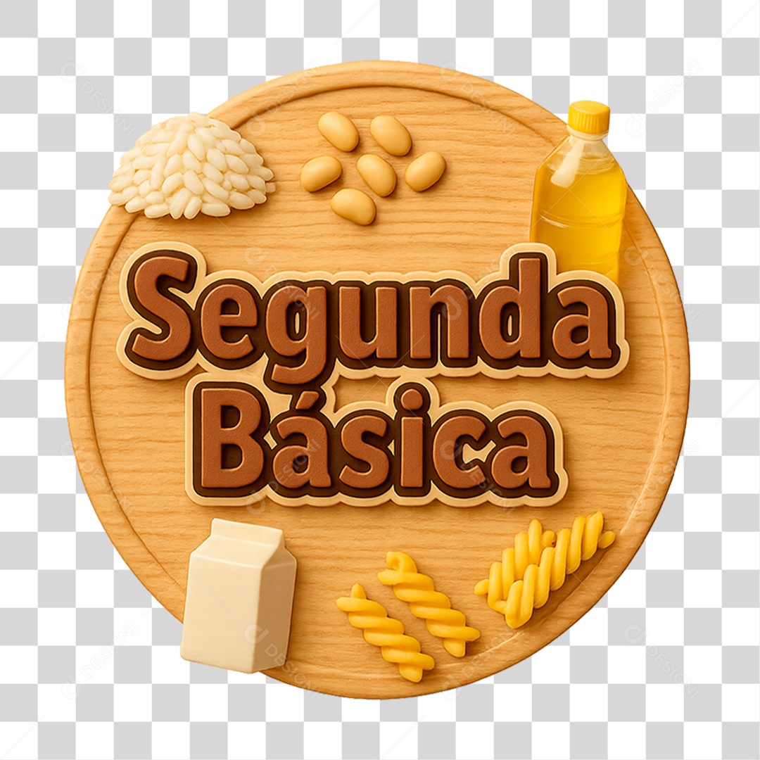 Selo 3D Segunda Básica PNG Transparente