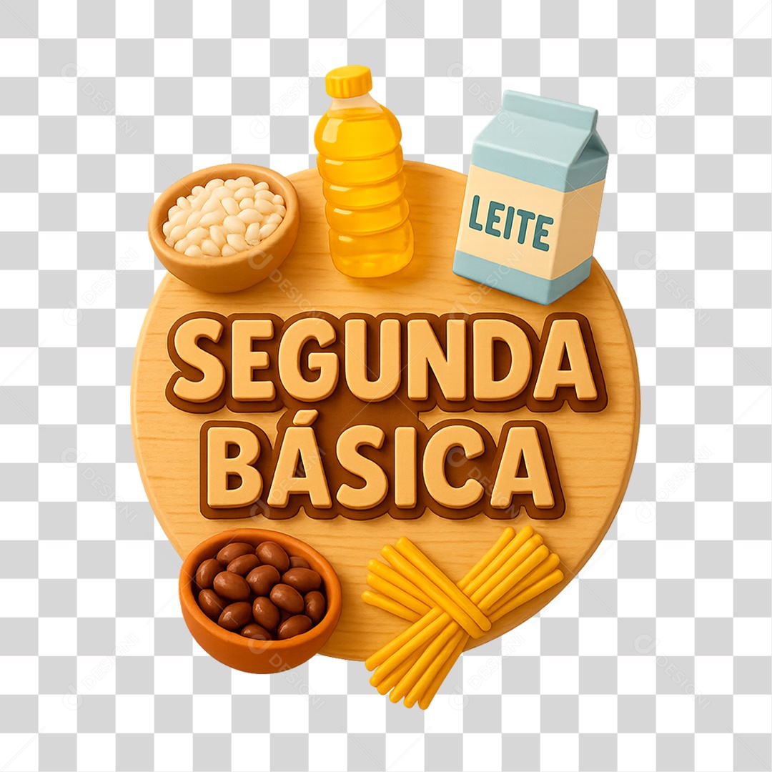 Selo 3D Segunda Básica PNG Transparente
